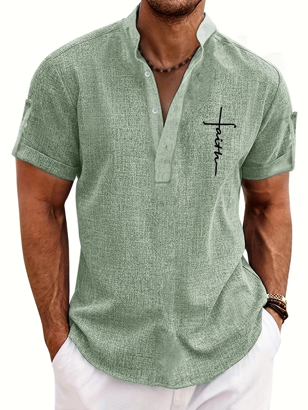 Jorge | Camisa elegante de manga corta y cuello alto