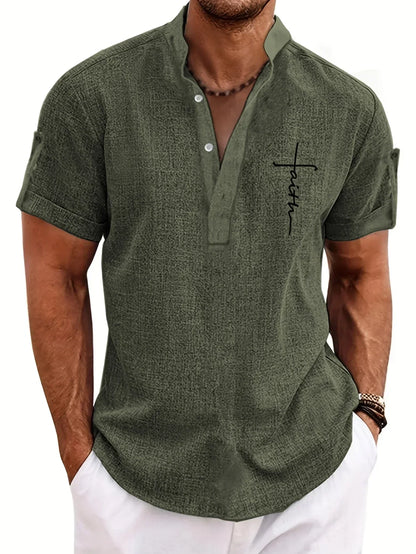 Jorge | Camisa elegante de manga corta y cuello alto