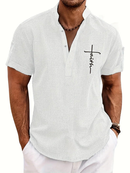 Jorge | Camisa elegante de manga corta y cuello alto
