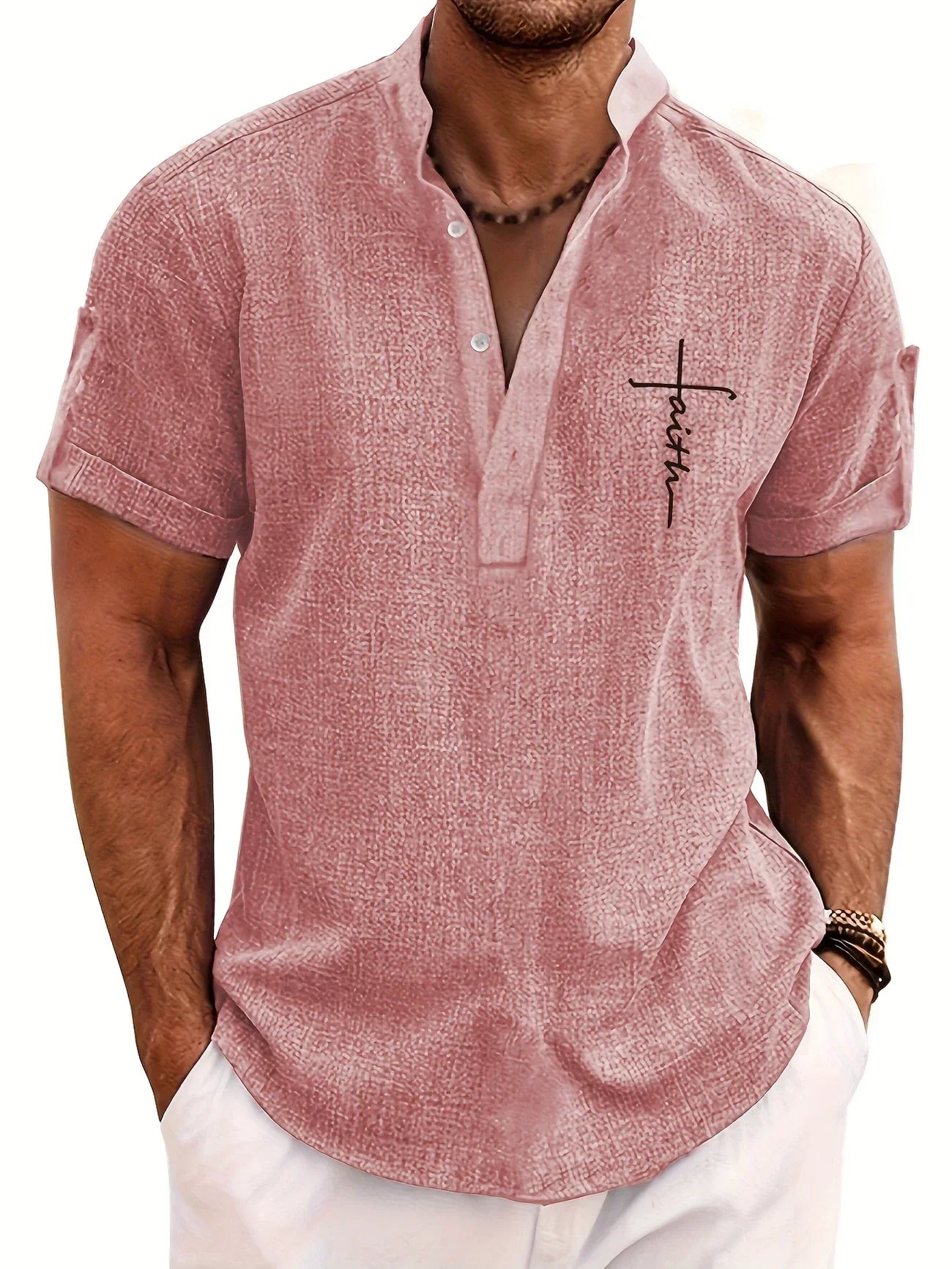 Jorge | Camisa elegante de manga corta y cuello alto