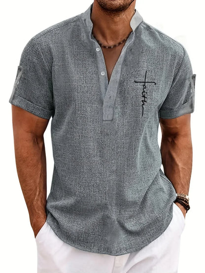 Jorge | Camisa elegante de manga corta y cuello alto
