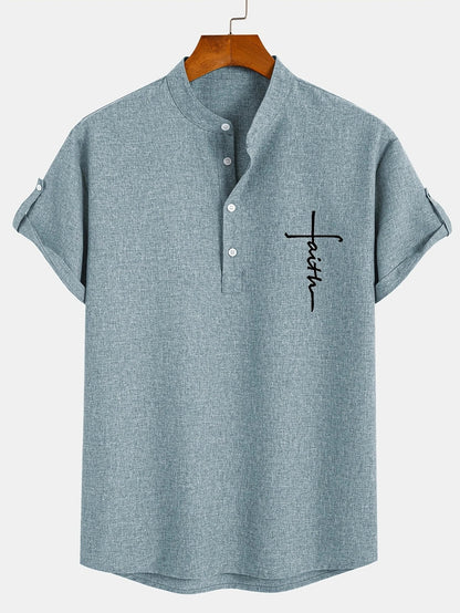 Jorge | Camisa elegante de manga corta y cuello alto