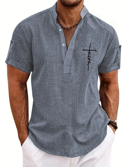 Jorge | Camisa elegante de manga corta y cuello alto